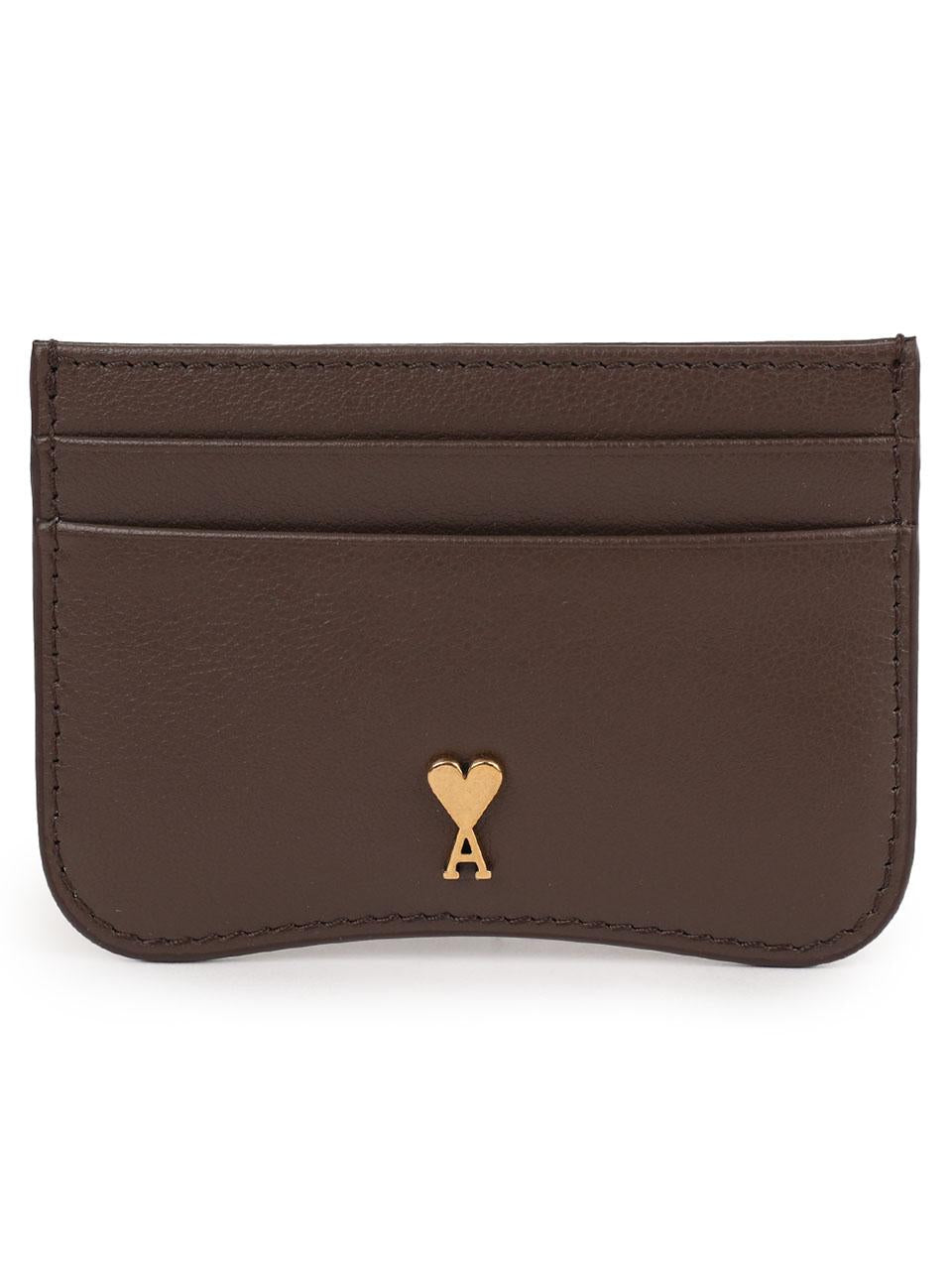 AMI Small Heart Logo Leather Card Holder Red