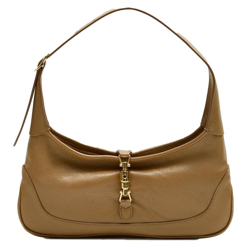 GUCCI Jackie Medium Shoulder Bag Brown Leather