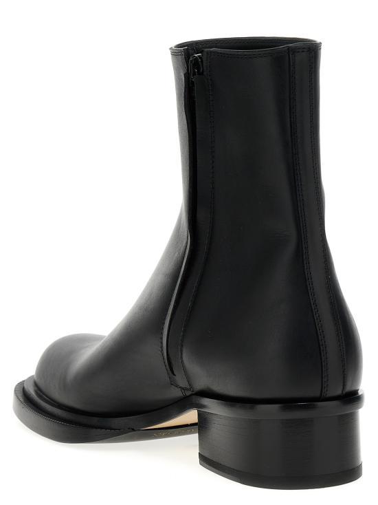 Alexander Mcqueen Cuban Stack Leather Ankle Boots Black 750383 WIDY 01000