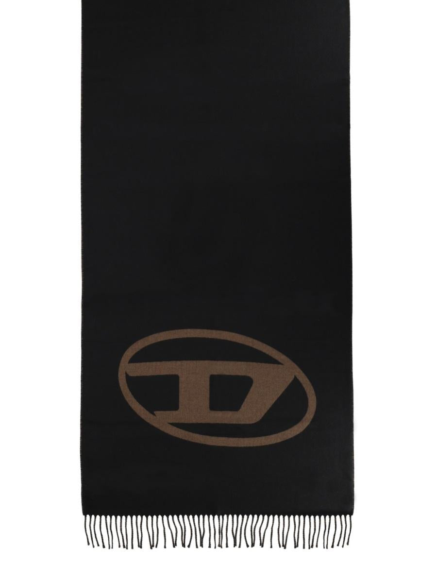 DIESEL Gray Logo Wool Scarf