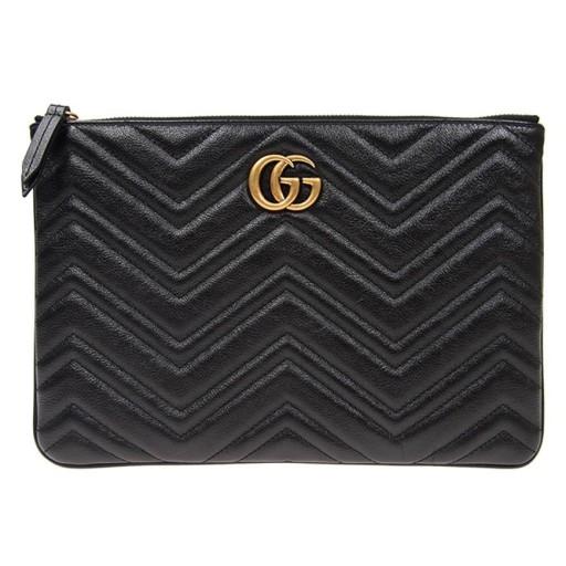 GUCCI Black GG Marmont Matelassé Leather Clutch
