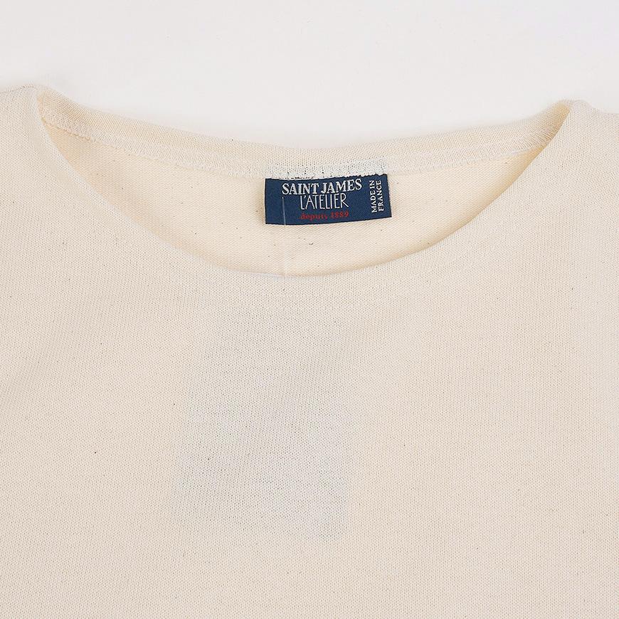 Saint James Ecru/Navy Striped Merid Mod Unisex Cotton T-Shirt