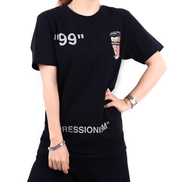 OFF WHITE Women’s Green Man Graphic Short Sleeve T-Shirt OMAA027A191850021088