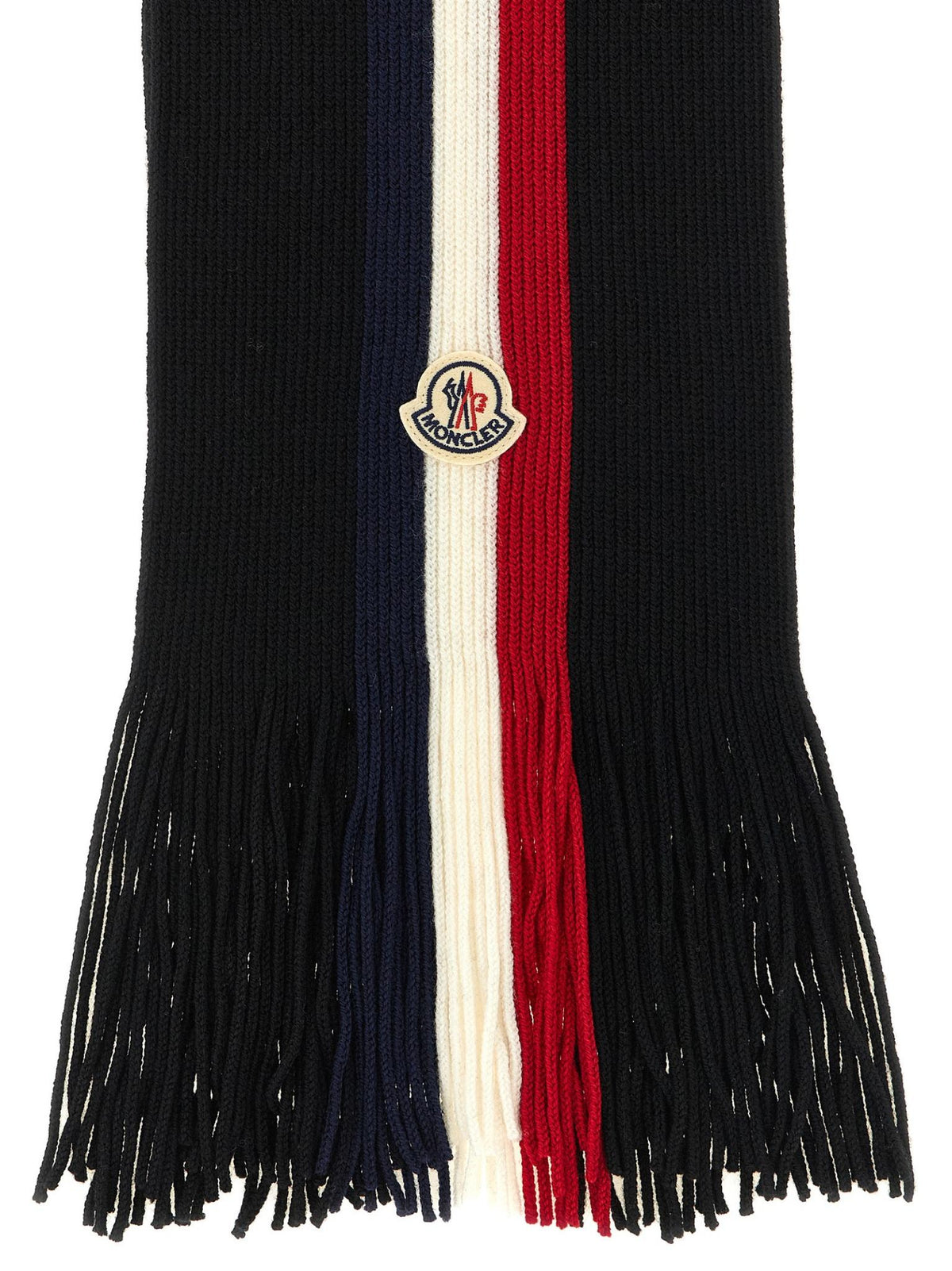 Moncler Black Wool Knit Scarf