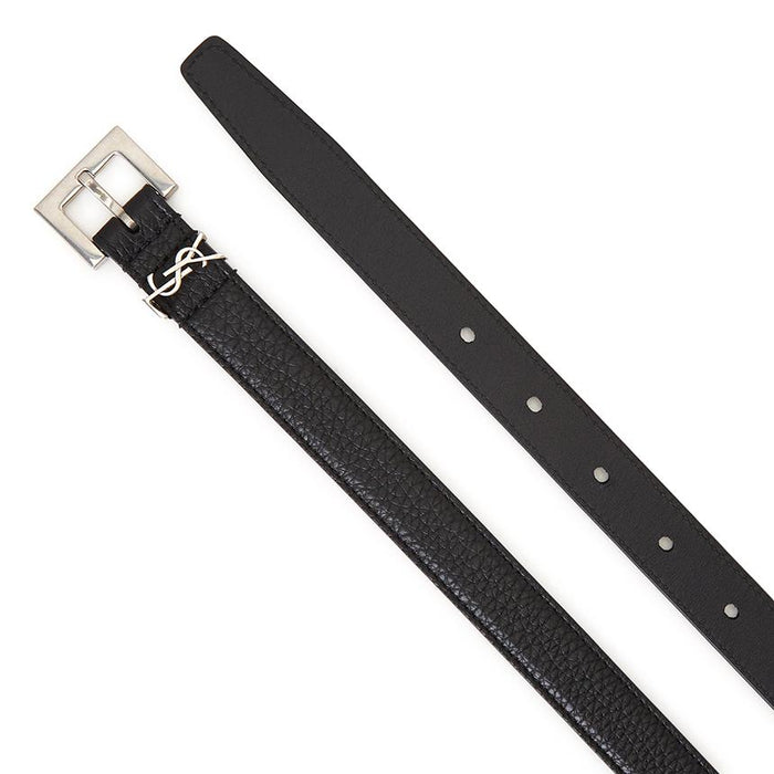 Saint Laurent Monogram Leather Men's Belt Black