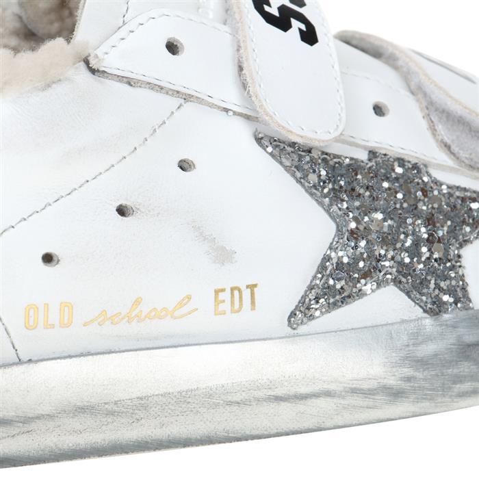 GOLDEN GOOSE Old School Glitter Low-Top Sneakers White Silver