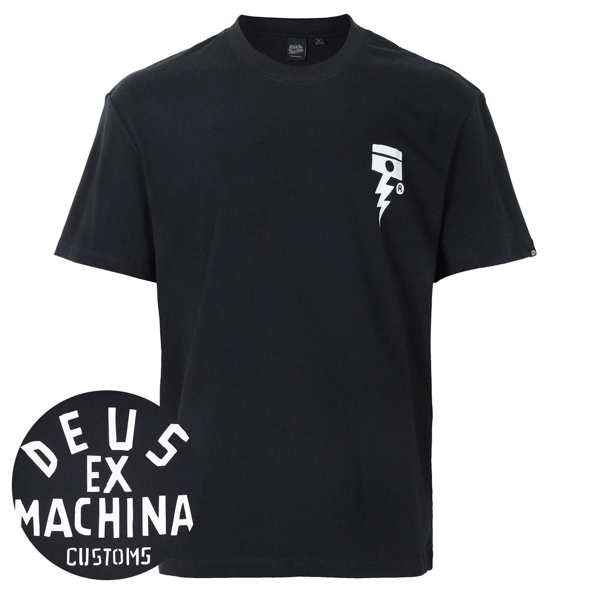Deus Ex Machina Black Piston Graphic T-Shirt Men’s Cotton D261 MTS 144