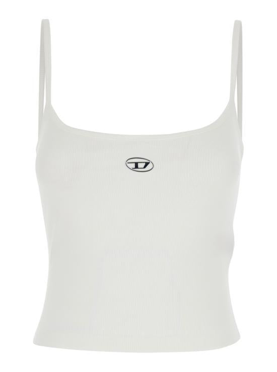 DIESEL White Sleeveless Cotton T-Shirt for Women