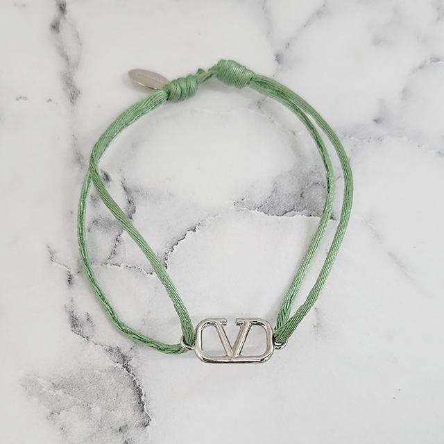 VALENTINO V Logo Signature Knotted Bracelet Unisex Adjustable Green