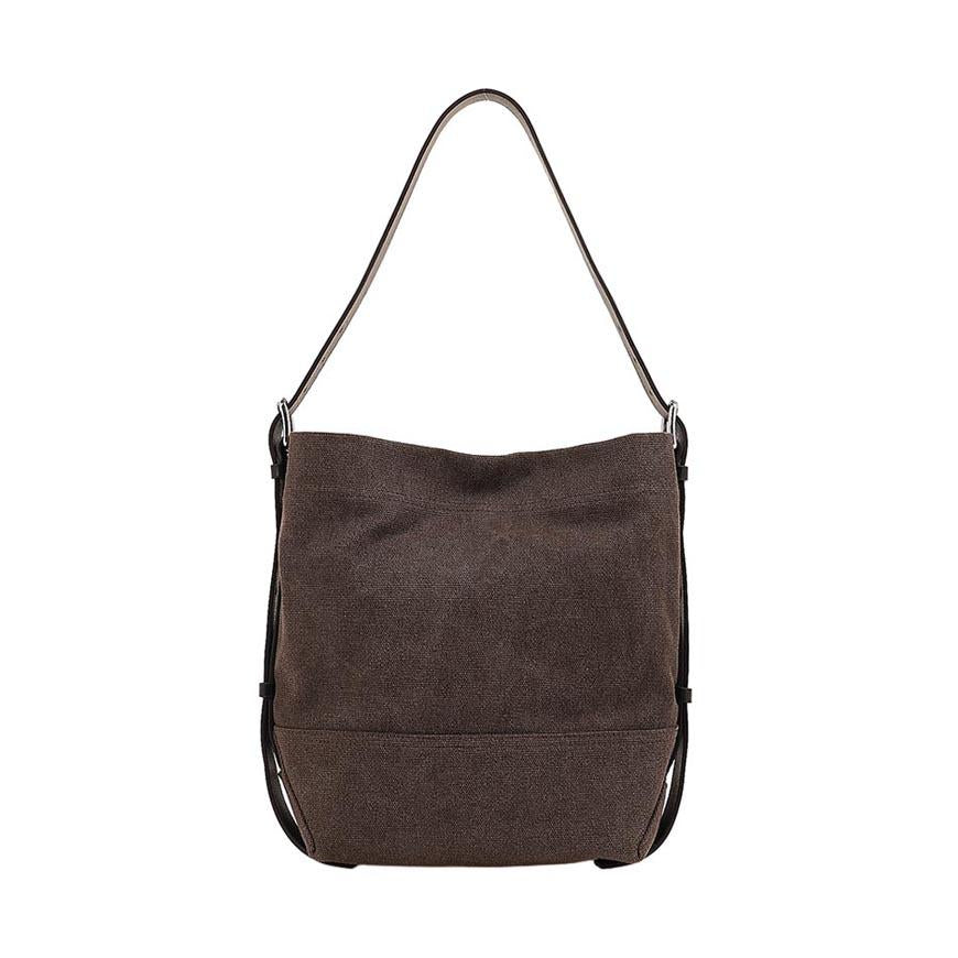 Lemaire Unisex Small Belted Tote Bag Brown Leather