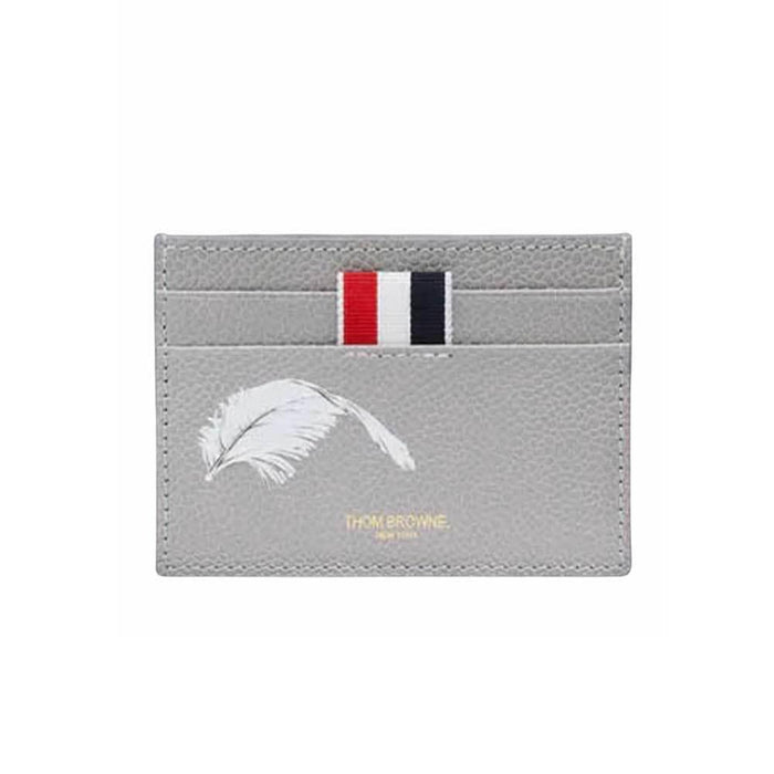 THOM BROWNE Pebble Grain Leather Feather Print Card Holder MAW020L E1353 055