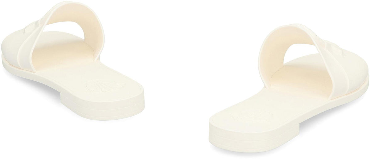 Moncler Leather Logo Slide Sandals White Women’s Slippers