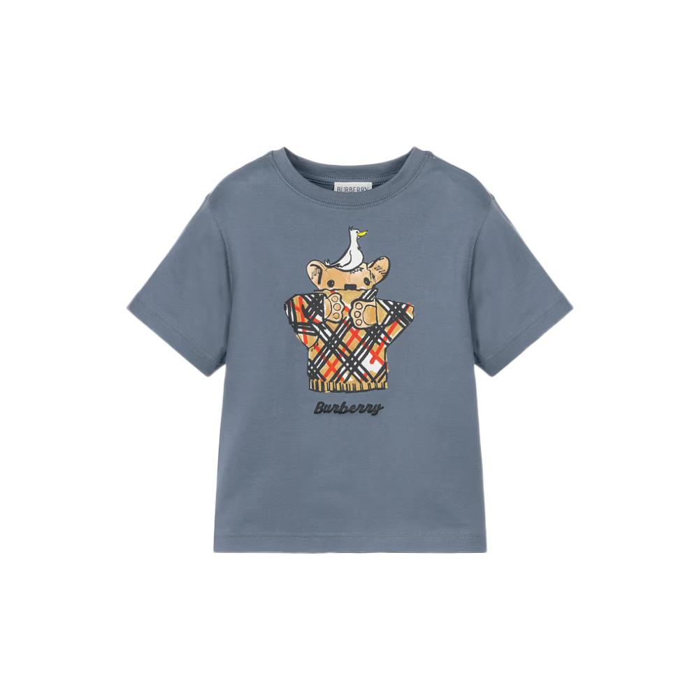 BURBERRY Cozy Bear Graphic Short Sleeve T-Shirt Damson Blue Women 8132340