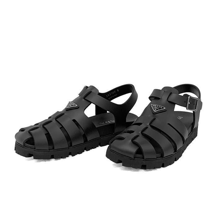 PRADA Rubber Fisherman Sandals with Triangle Logo