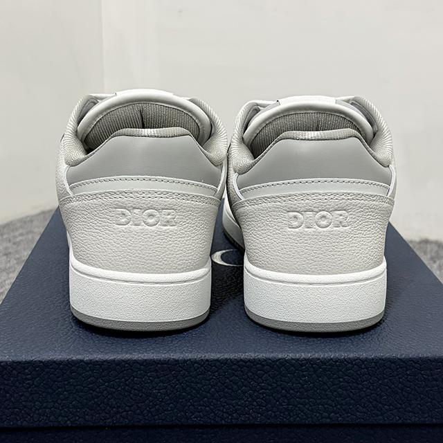 DIOR MEN White Gray Grained Calfskin Gravity B27 Low-Top Sneakers