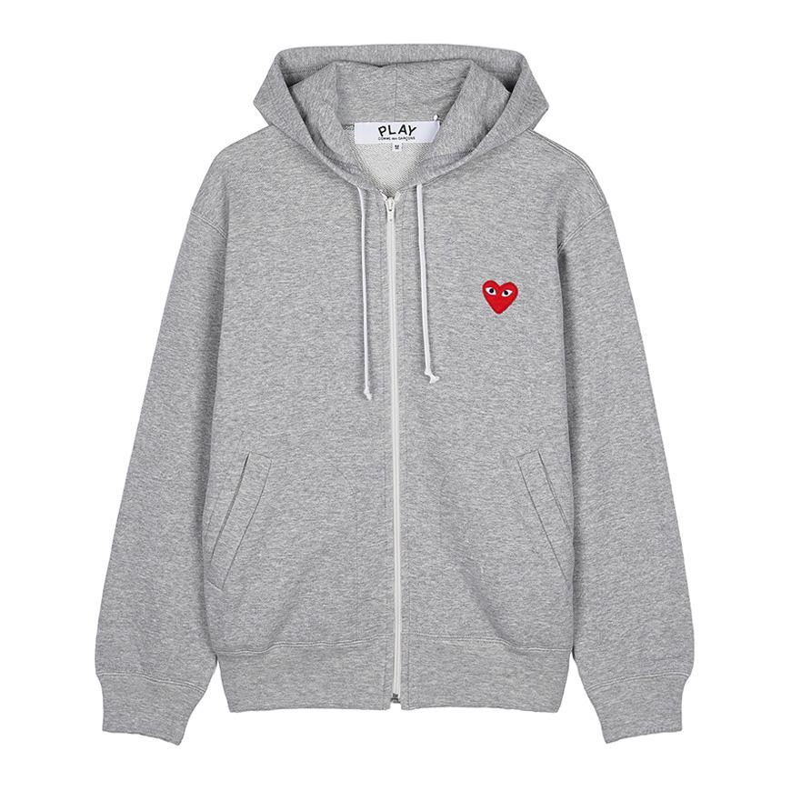 Comme des Garcons Unisex Multi Heart Print Zip-Up Hoodie AZ T250 051 GREY