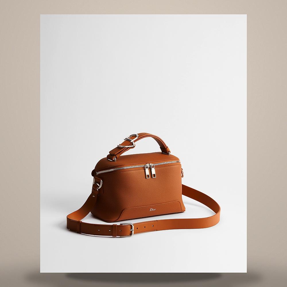 DIOR Tan Grained Calfskin Arch Zip Strap Crossbody Bag 1LLPO497MASH02M