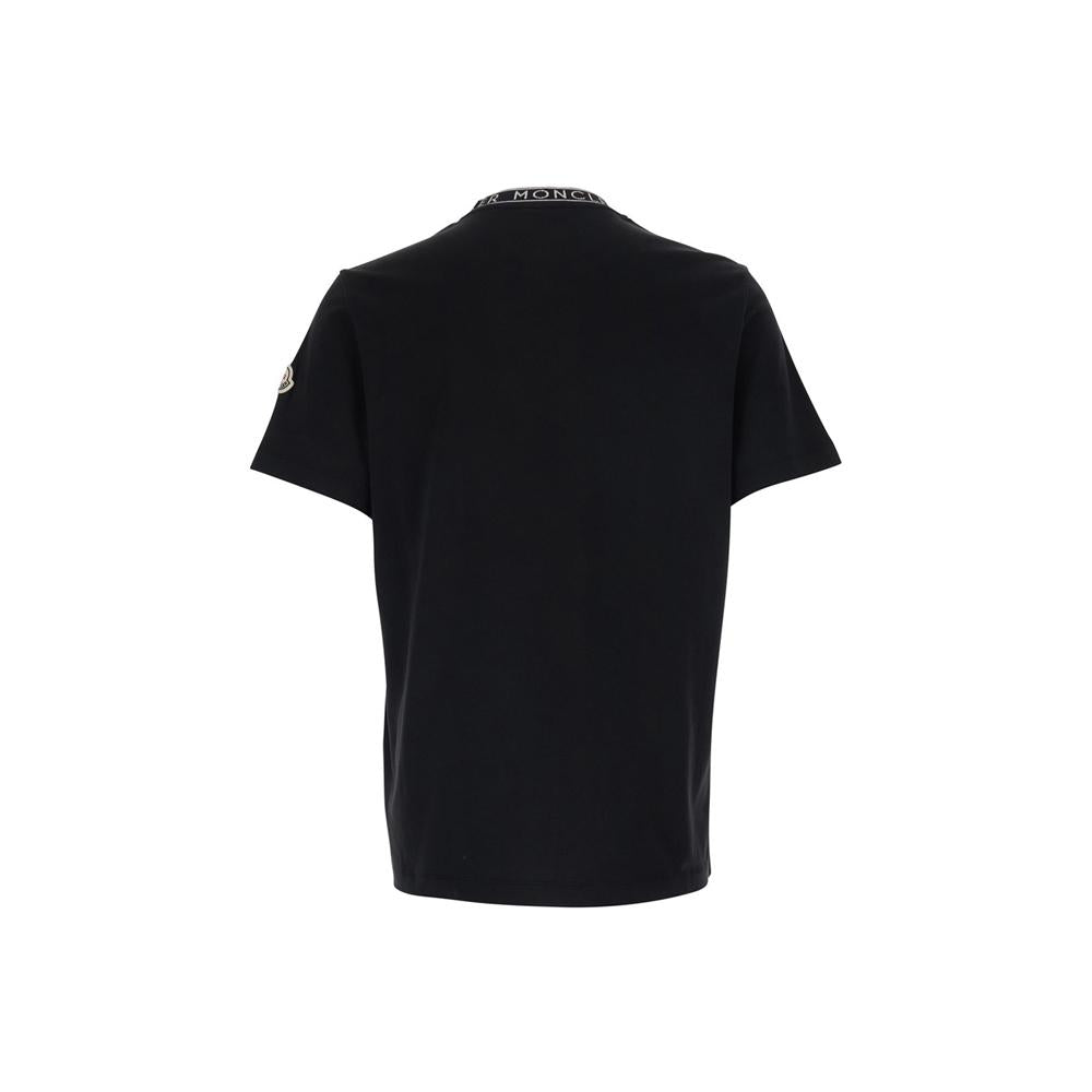 Moncler Logo Trim T-Shirt Black Men's Cotton Top 8C00031 8390T 999