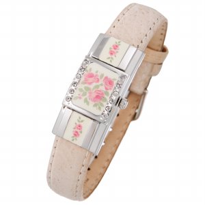 Andre Mouche Palladium Plated Leather Women’s Watch 339 02221