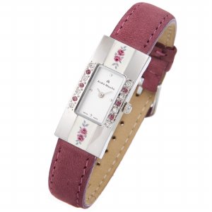 Andre Mouche Palladium-Plated Leather Strap Women’s Watch 739 02161