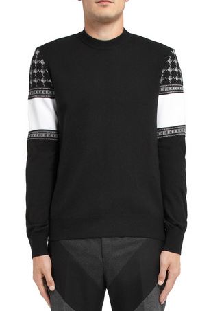 GIVENCHY Keffieh Jacquard Wool Crewneck Knit Sweater for Men