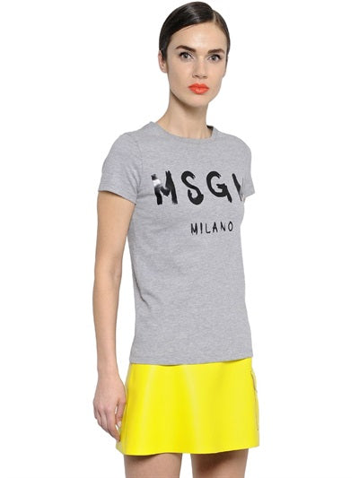 MSGM Logo Print Cotton T-Shirt
