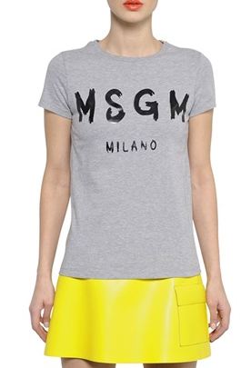 MSGM Logo Print Cotton T-Shirt
