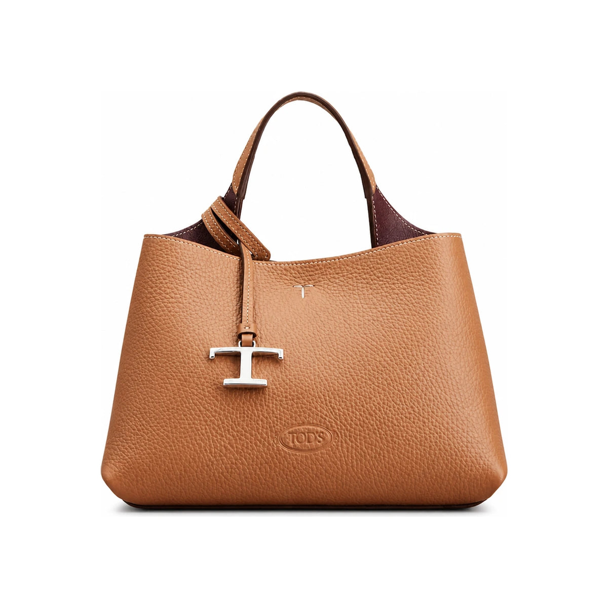 Tods Timeless Charm Micro Tote Bag Leather Beige