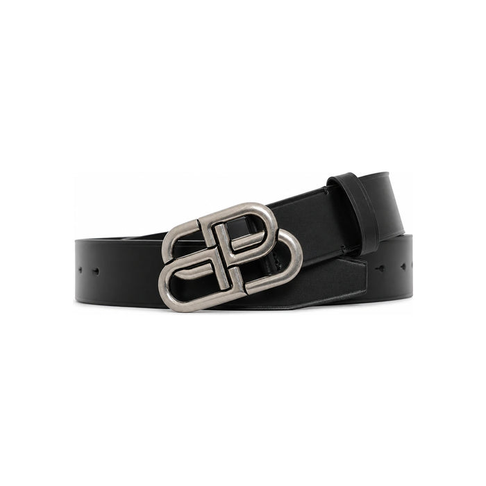 BALENCIAGA BB Logo Large Black Leather Men’s Belt