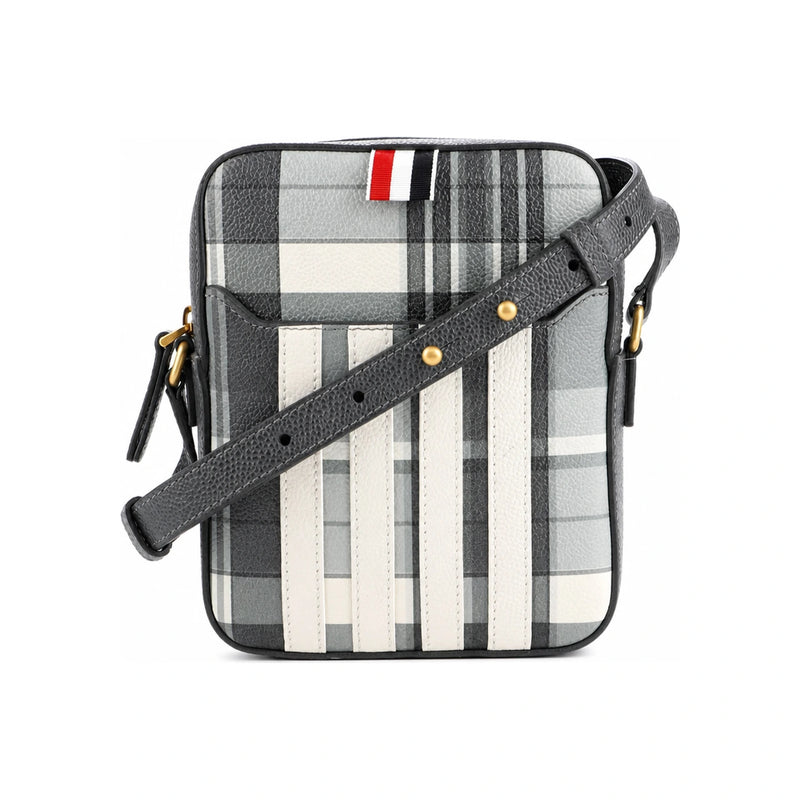 THOM BROWNE Pebble Grain Madras Camera Bag Black Crossbody