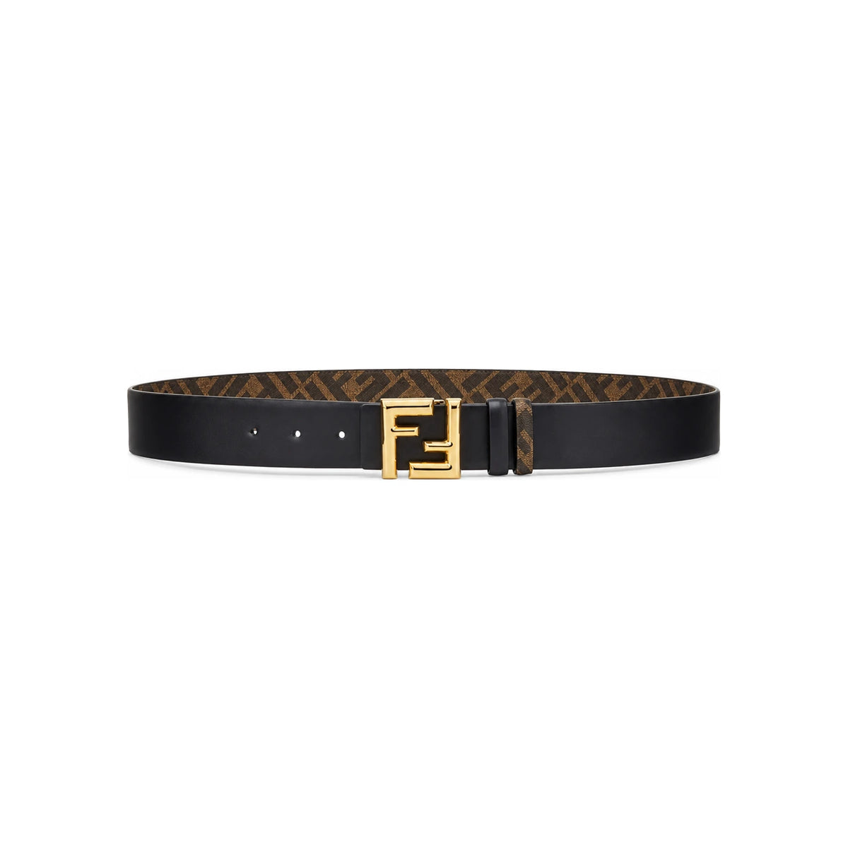 FENDI Reversible FF Logo Leather Belt for Men Black Brown