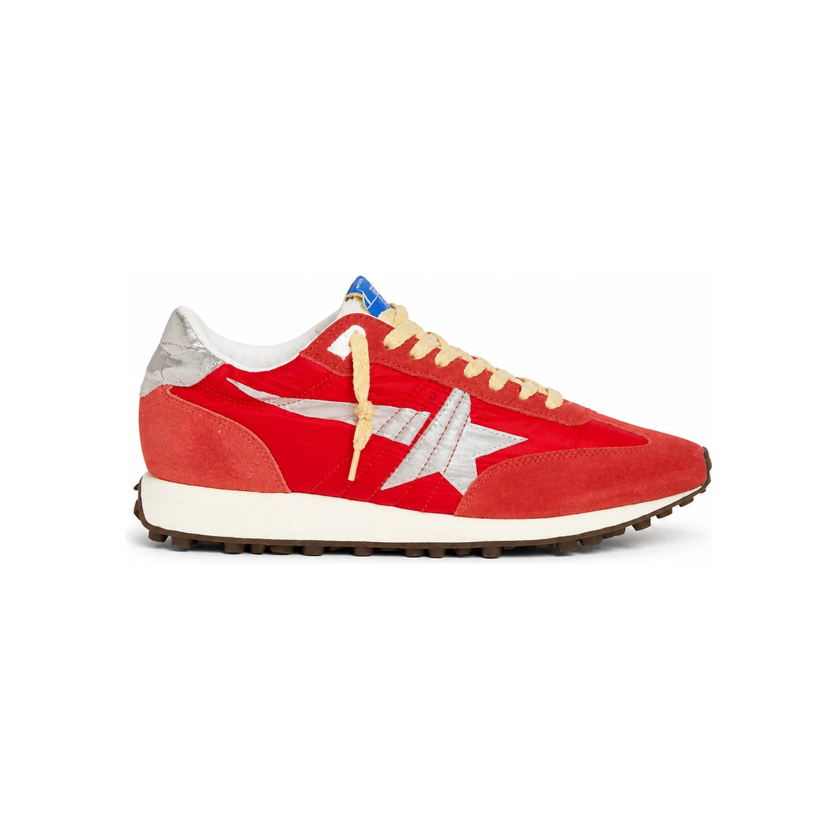 GOLDEN GOOSE Red Nylon Upper Silver Star Marathon Low-Top Sneakers
