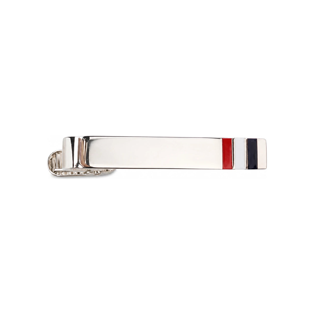 THOM BROWNE Tricolor Stripe Long Silver Tie Bar Tie Clip MZT001B 00002 960