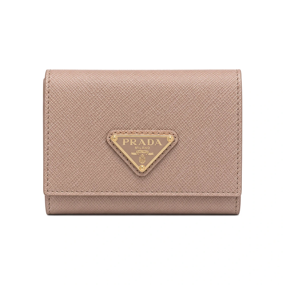 PRADA Saffiano Leather Bifold Wallet with Triangle Logo Navy Unisex