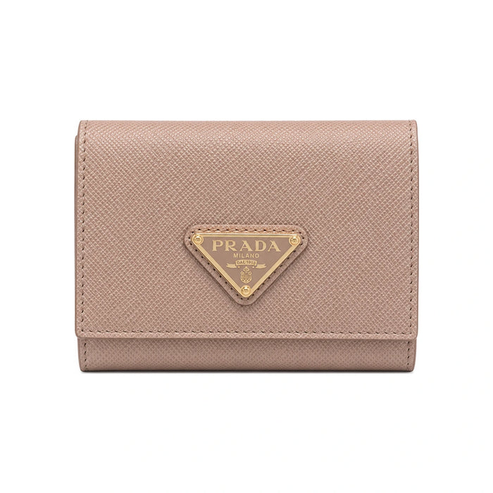PRADA Saffiano Leather Bifold Wallet with Triangle Logo Navy Unisex