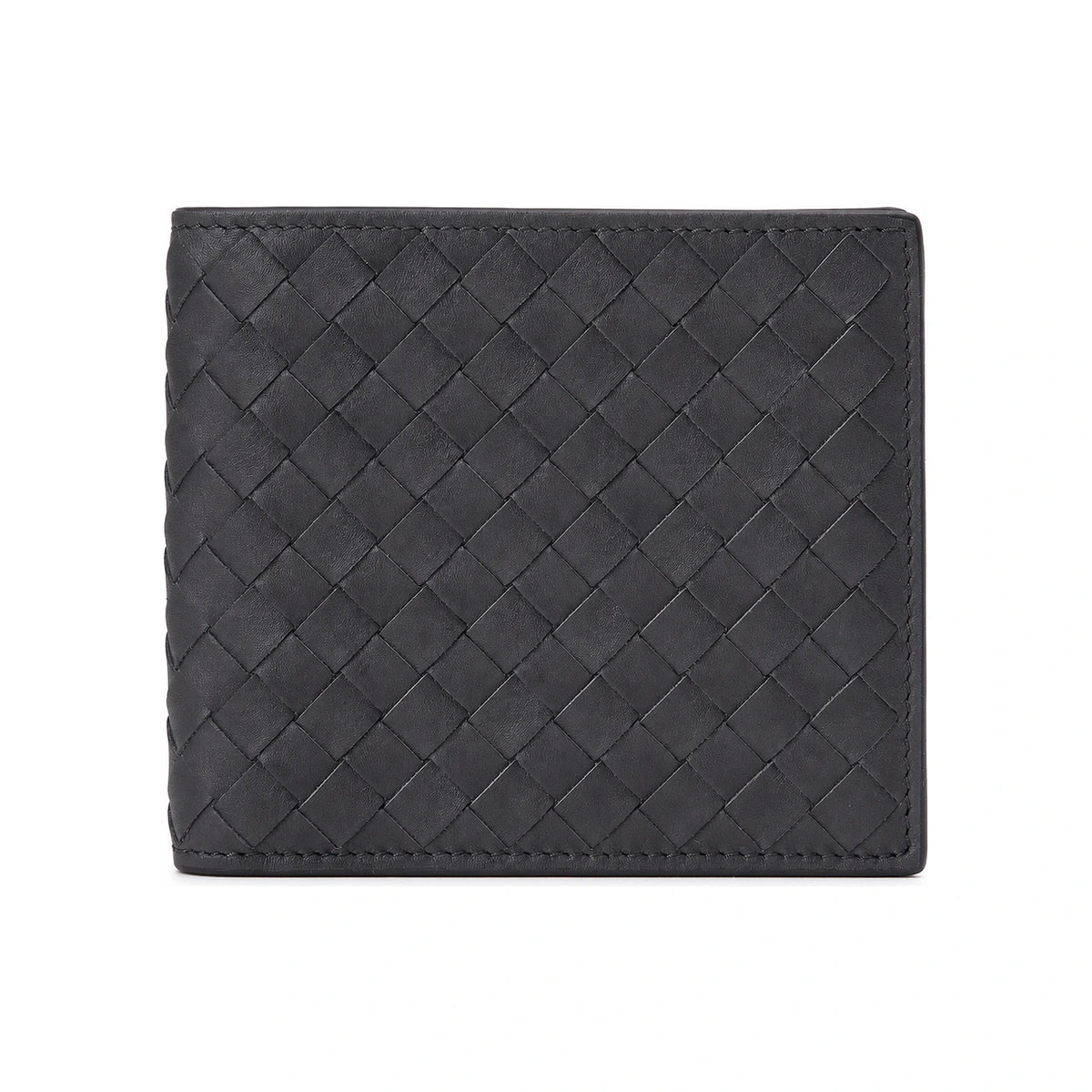 Bottega Veneta Dark Gray Leather Bifold Wallet for Men