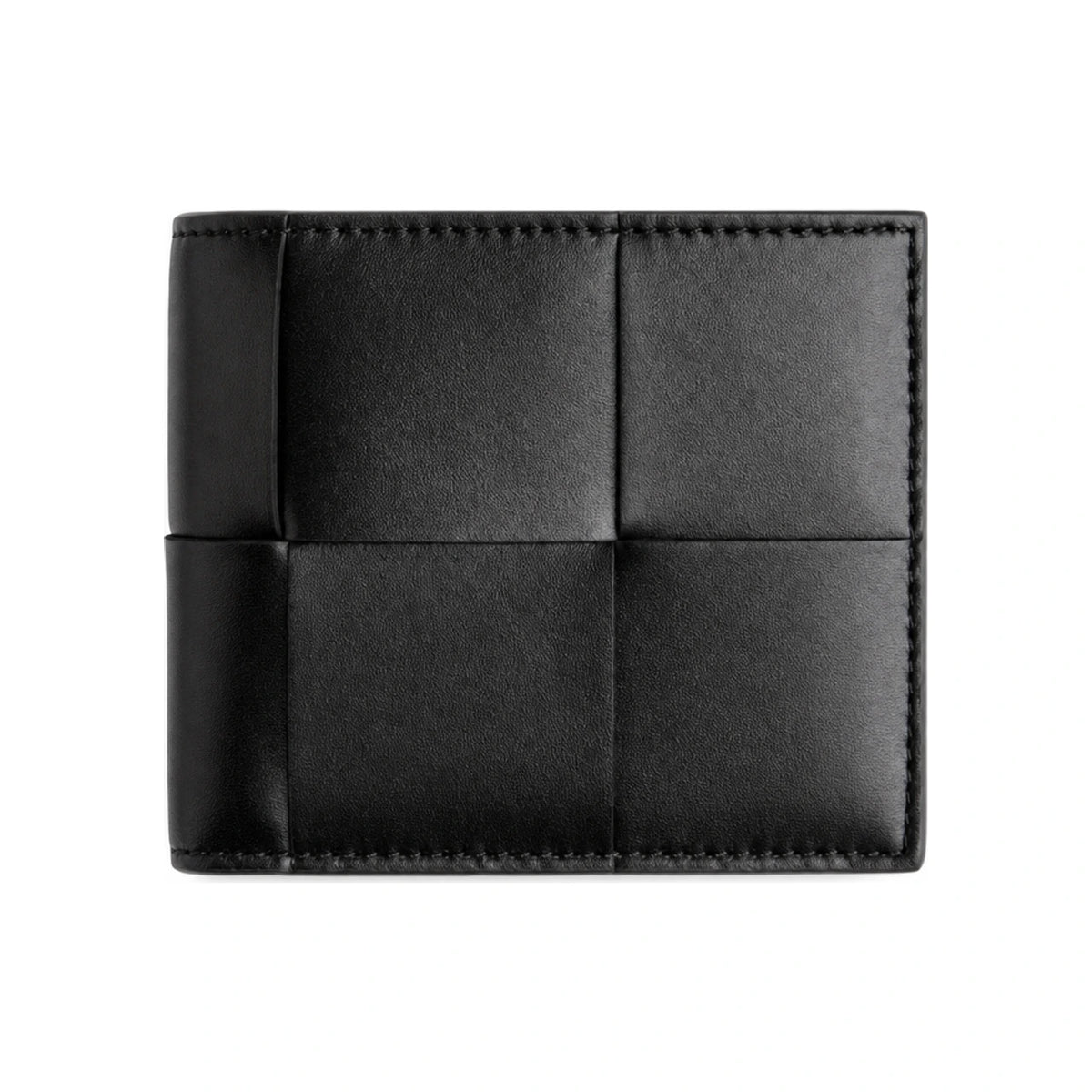 Bottega Veneta Maxi Intrecciato Leather Bifold Wallet Black