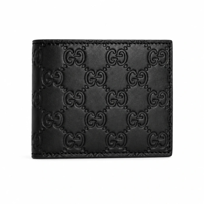 GUCCI Signature Guccissima Black Leather Bifold Wallet 779836 CWC1N 1000