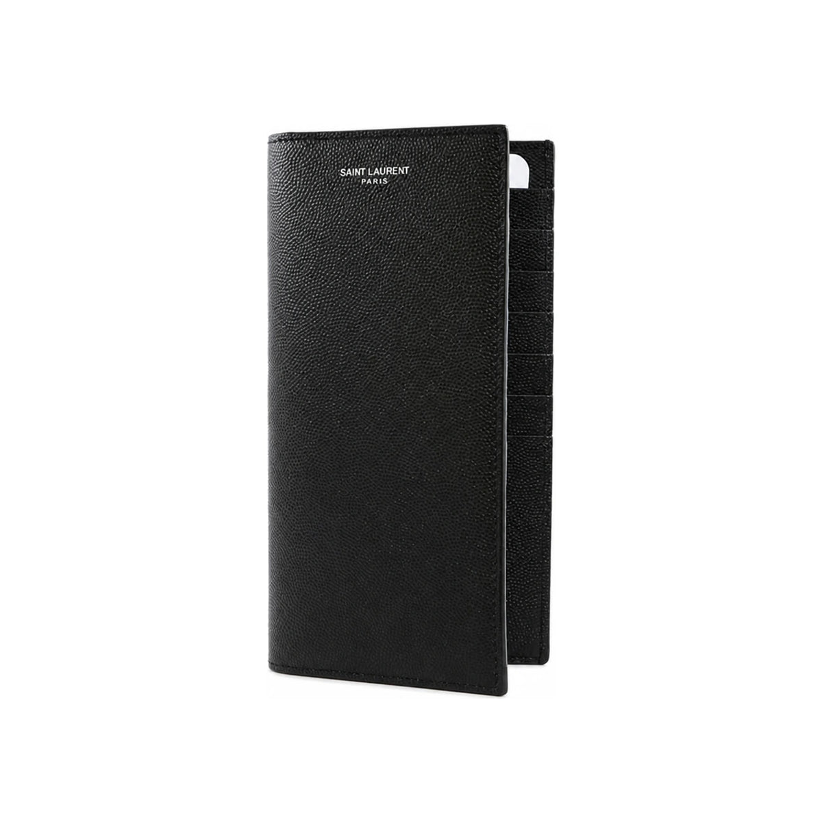 Saint Laurent Silver Logo Black Continental Long Wallet 396308 BTY0N 1000