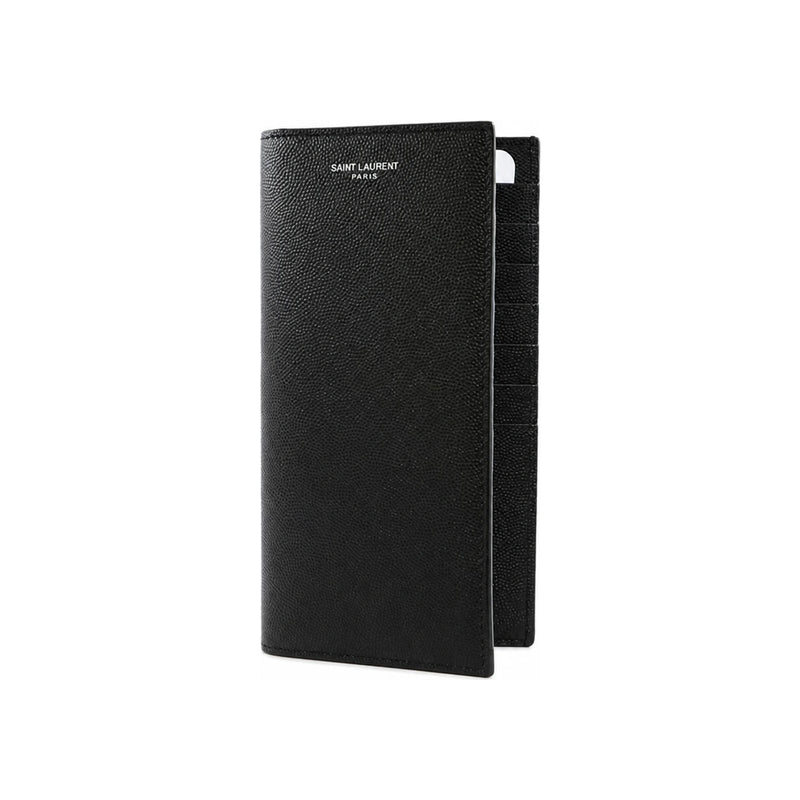 Saint Laurent Silver Logo Black Continental Long Wallet 396308 BTY0N 1000