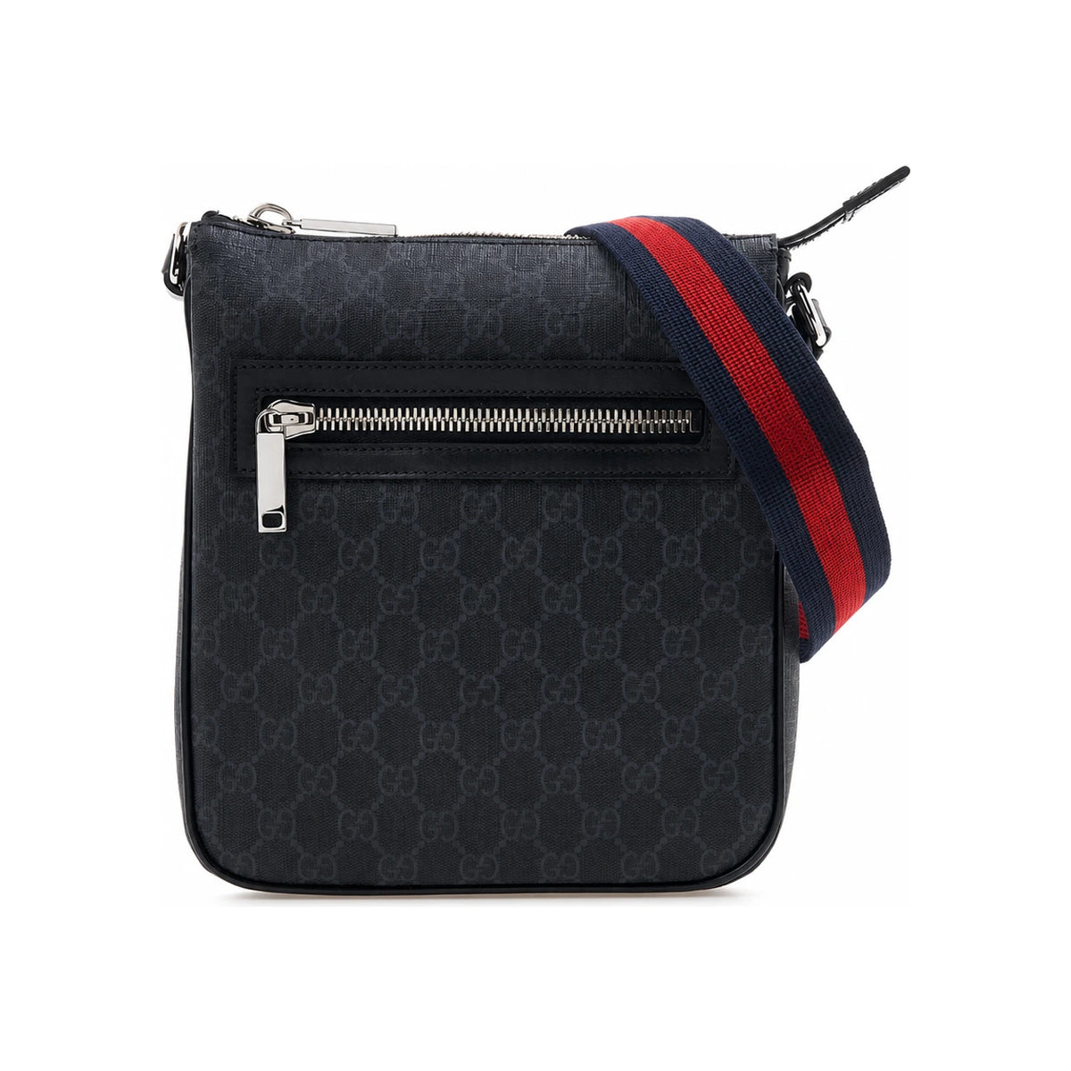 GUCCI Men’s GG Logo Crossbody Bag Black Leather