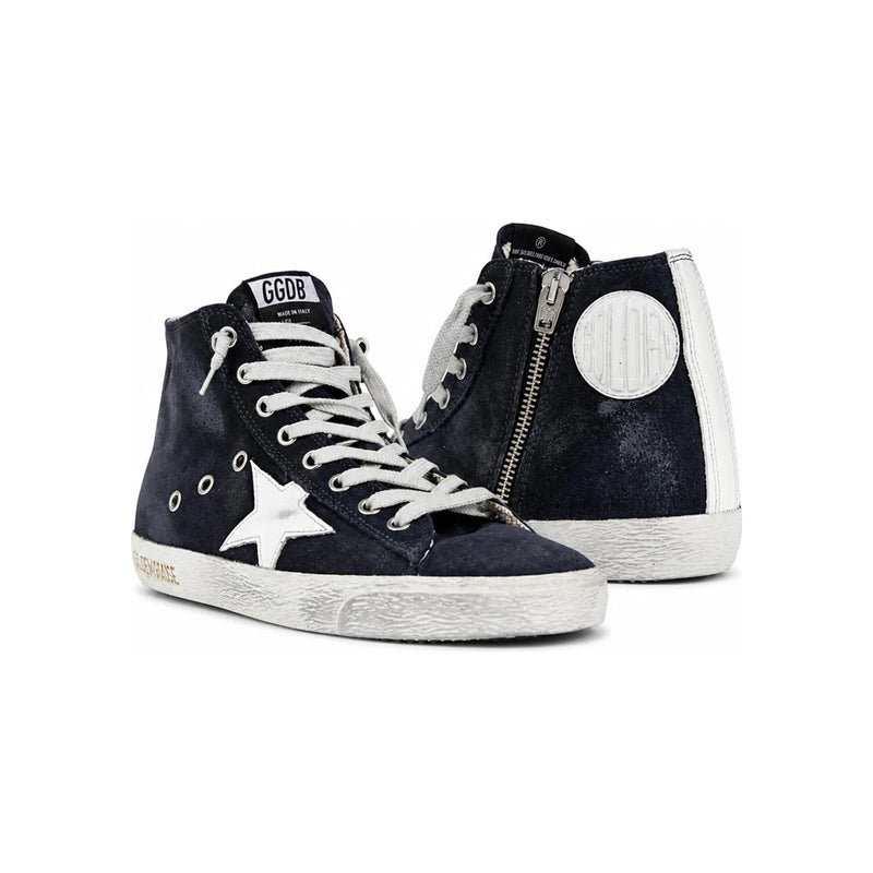 GOLDEN GOOSE White Navy Star High Top Sneakers Women