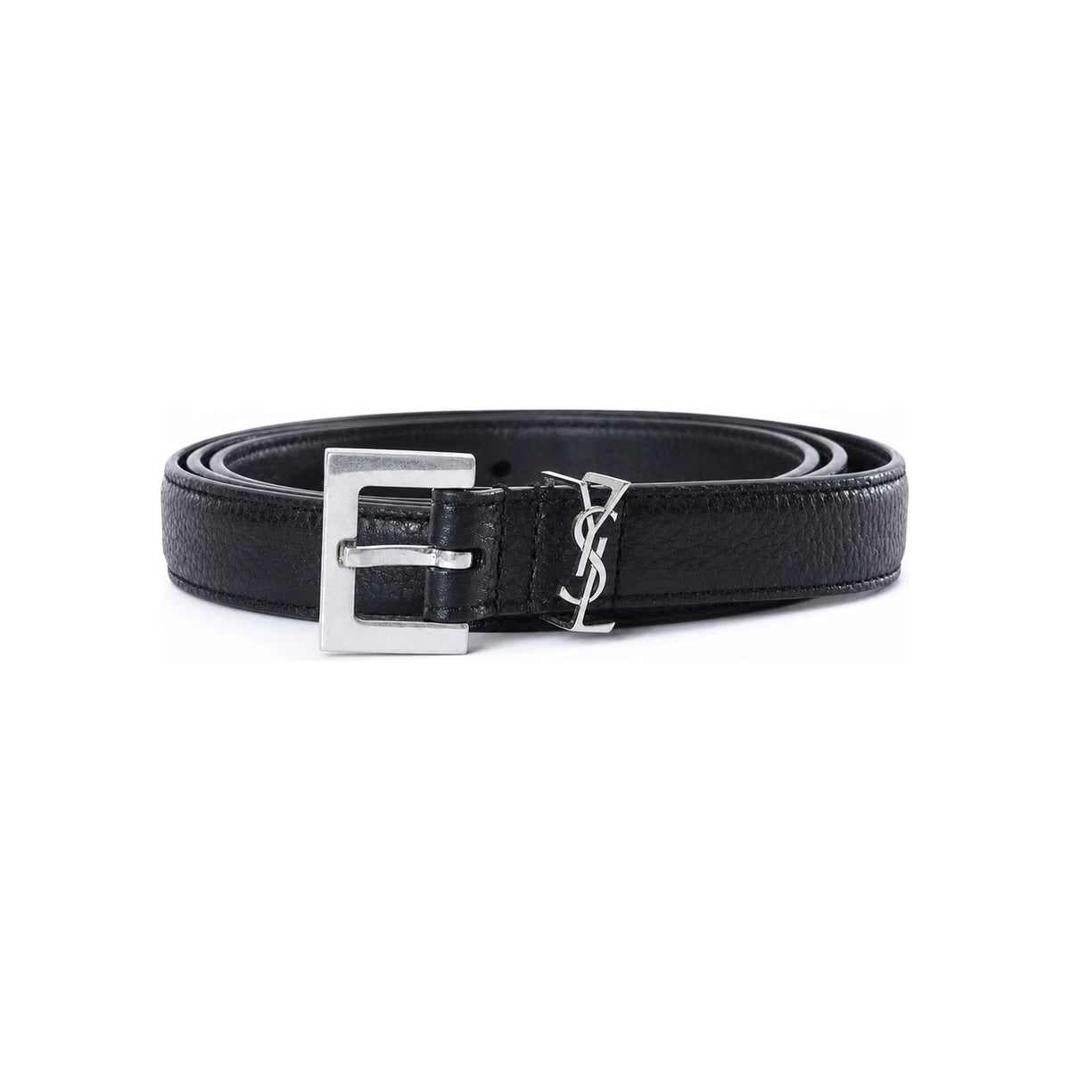 Saint Laurent Monogram Leather Men's Belt Black