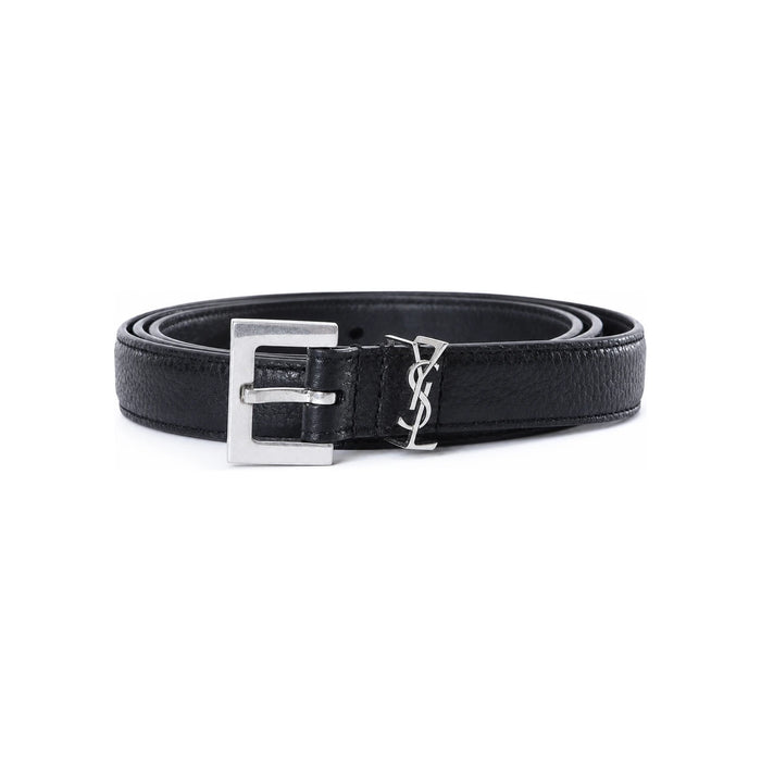 Saint Laurent Monogram Leather Men's Belt Black