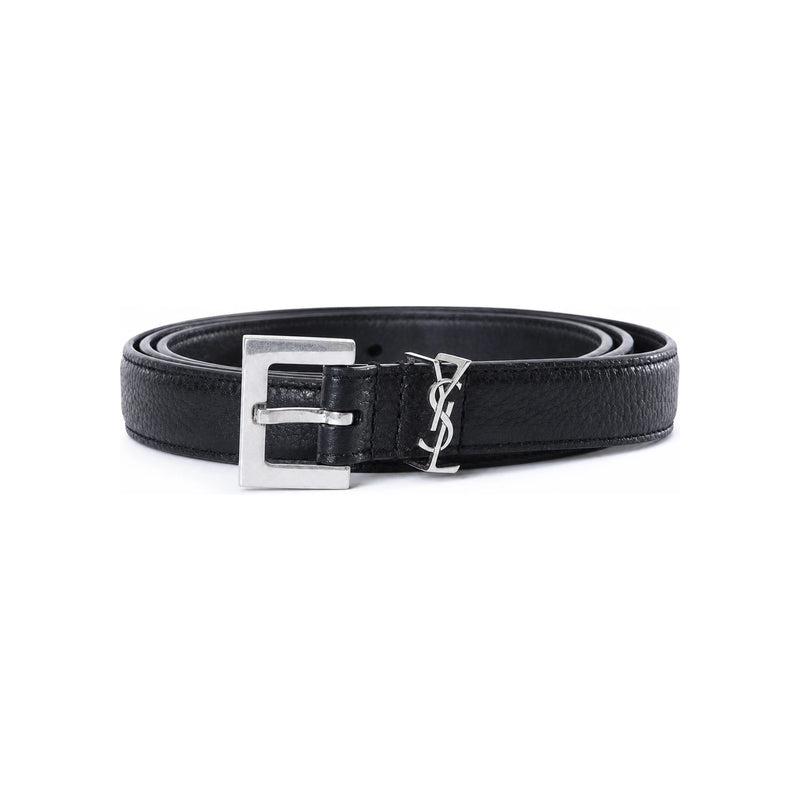 Saint Laurent Monogram Leather Men's Belt Black