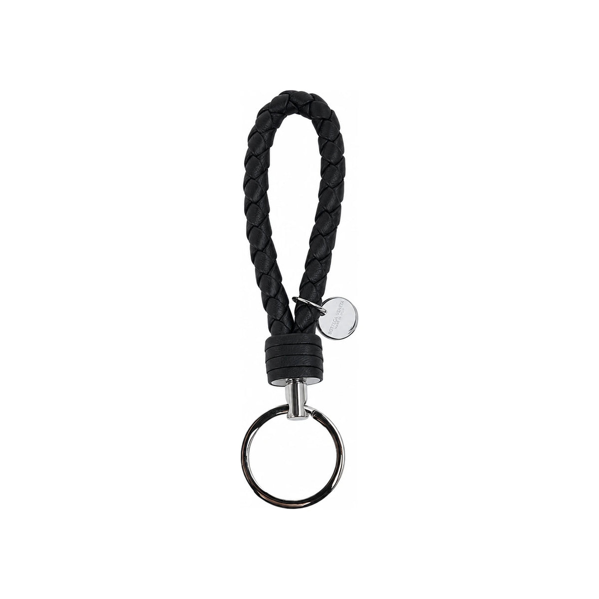 Bottega Veneta Intrecciato Leather Key Ring Black Unisex Accessory