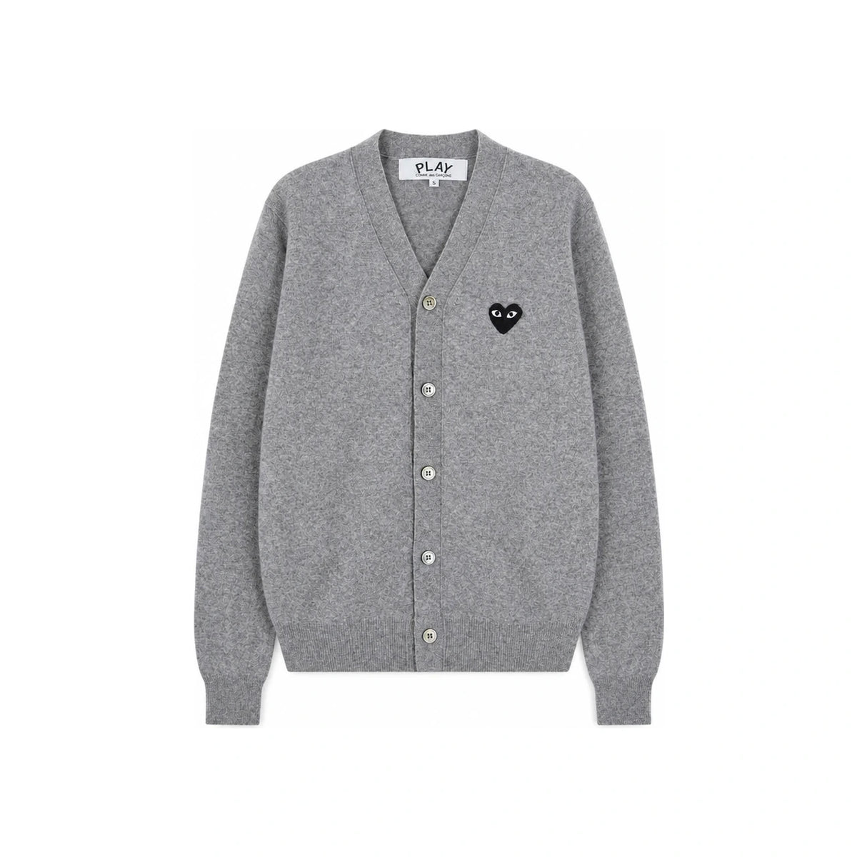 Comme des Garcons Play Black Heart Knit Cardigan Gray