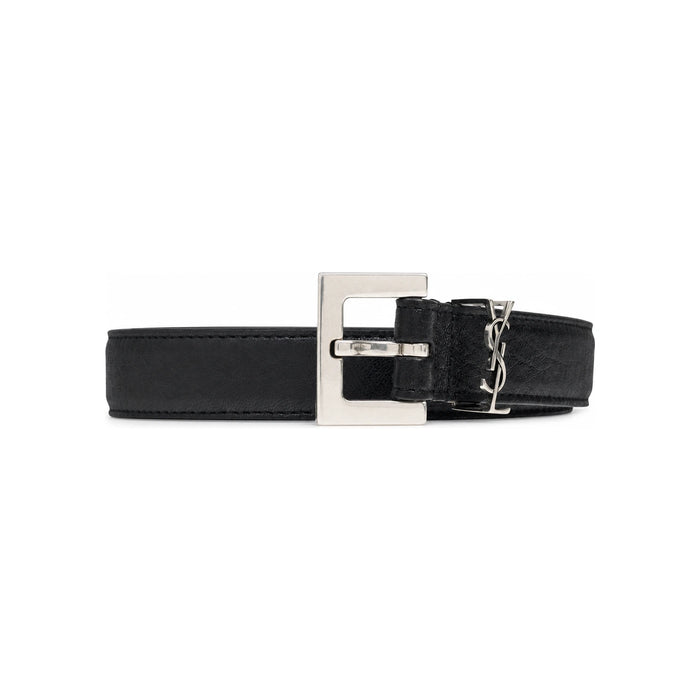 Saint Laurent Monogram Leather Belt Black Men’s