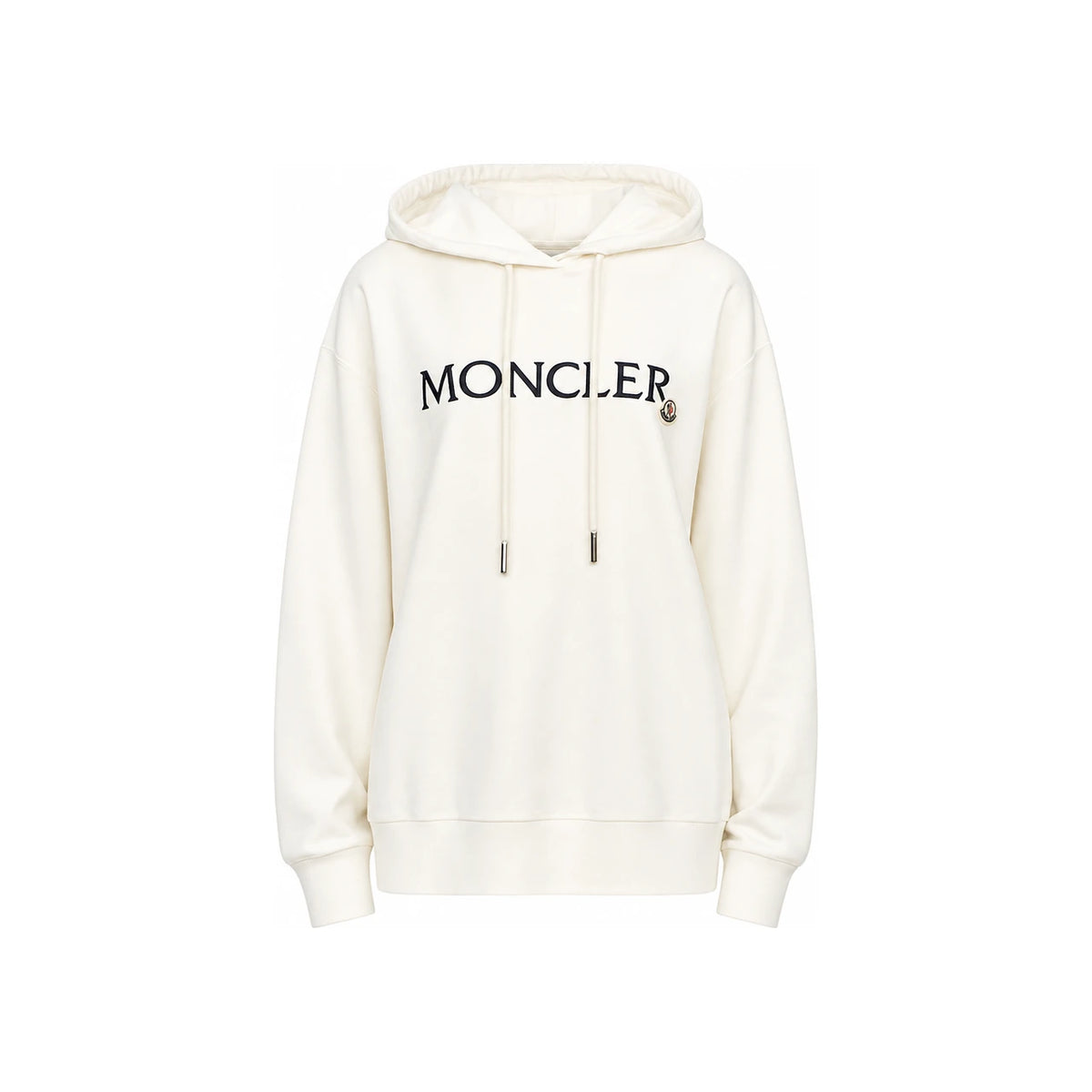 Moncler Lettering Logo Embroidered Hoodie Women White