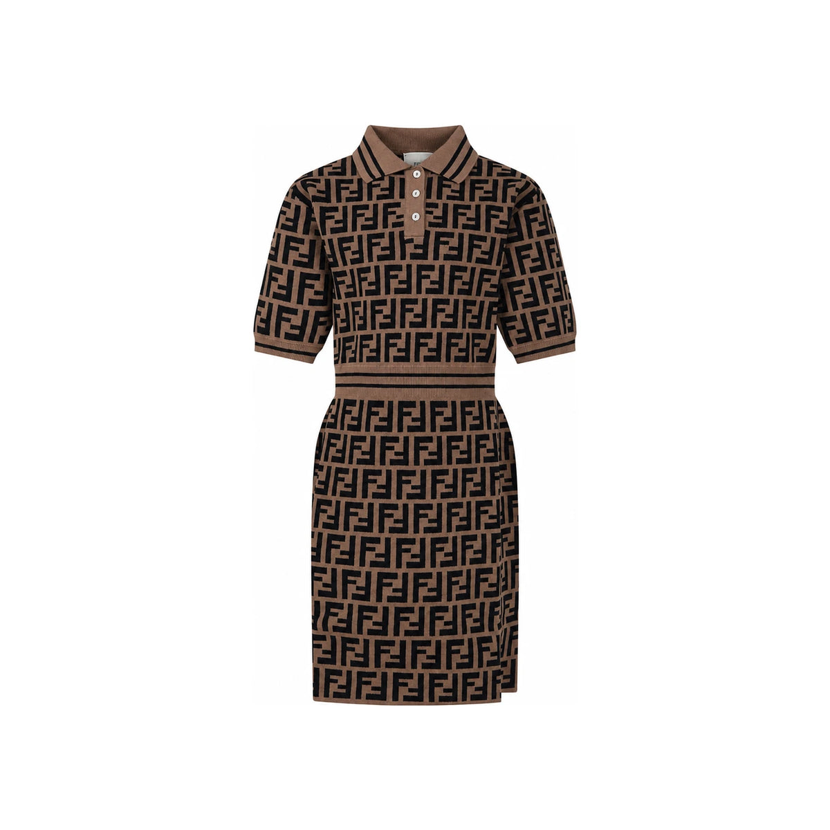 FENDI FF Jacquard Midi Dress Black Kids Women